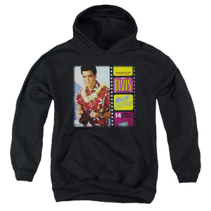 AN OFFCIALLY LICENSED ELVIS PRESLEY BLUE HAWAII ALBUM YOUTH HOODIE BLACK