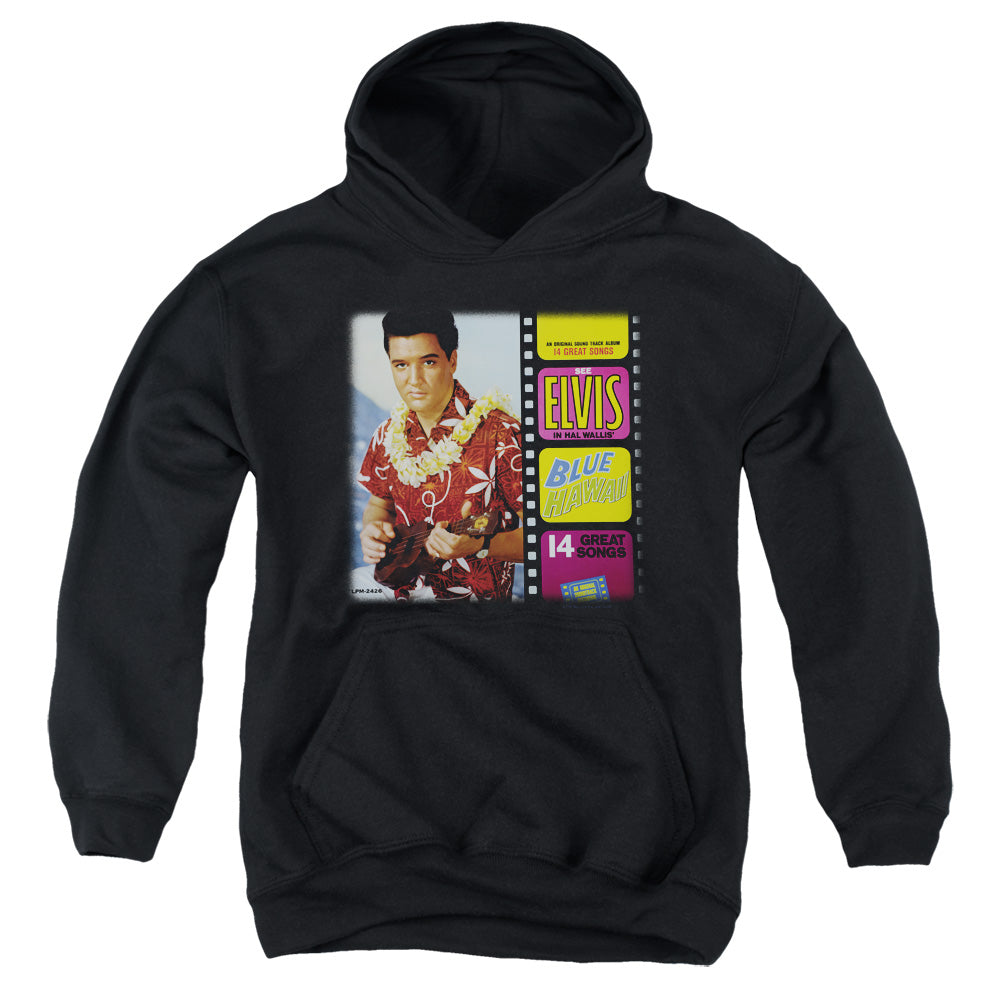 AN OFFCIALLY LICENSED ELVIS PRESLEY BLUE HAWAII ALBUM YOUTH HOODIE BLACK