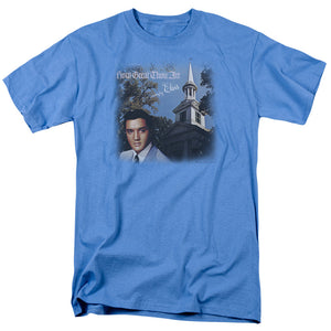 AN OFFCIALLY LICENSED ELVIS PRESLEY HOW GREAT THOU ART MEN'S REGULAR FIT T-SHIRT CAROLINA BLUE