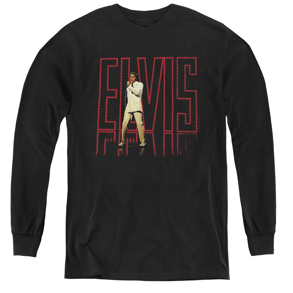 AN OFFCIALLY LICENSED ELVIS PRESLEY ELVIS 68 ALBUM YOUTH LONG SLEEVE T-SHIRT BLACK