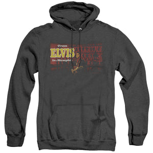 AN OFFCIALLY LICENSED ELVIS PRESLEY FROM ELVIS IN MEMPHIS ADULT UNISEX HEATHER PULLOVER HOODIE BLACK
