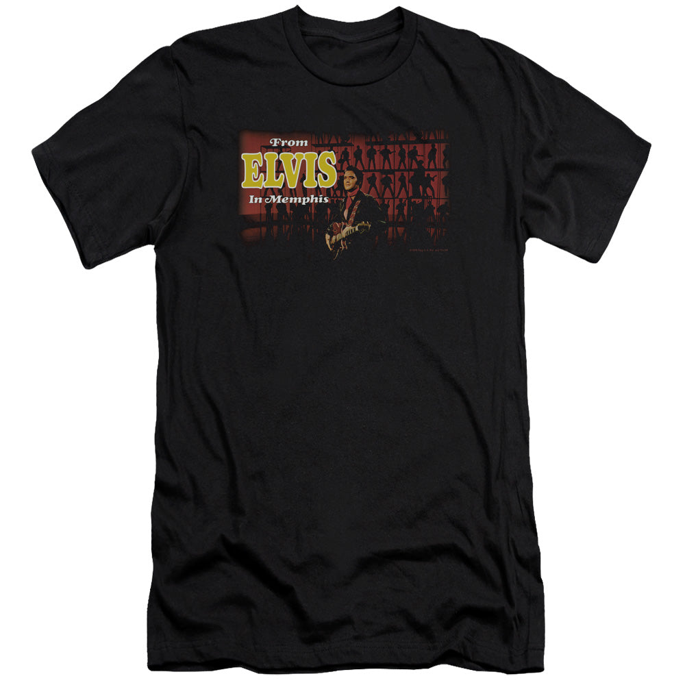 AN OFFCIALLY LICENSED ELVIS PRESLEY FROM ELVIS IN MEMPHIS MEN'S PREMIUM SLIM FIT T-SHIRT BLACK