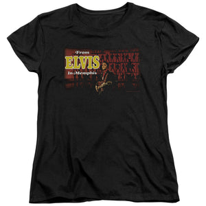 AN OFFCIALLY LICENSED ELVIS PRESLEY FROM ELVIS IN MEMPHIS WOMEN'S REGULAR FIT T-SHIRT BLACK