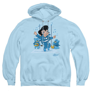 AN OFFCIALLY LICENSED ELVIS PRESLEY JAILHOUSE ROCKER ADULT UNISEX PULLOVER HOODIE LIGHT BLUE