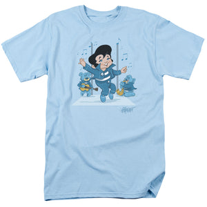 AN OFFCIALLY LICENSED ELVIS PRESLEY JAILHOUSE ROCKER MEN'S REGULAR FIT T-SHIRT LIGHT BLUE