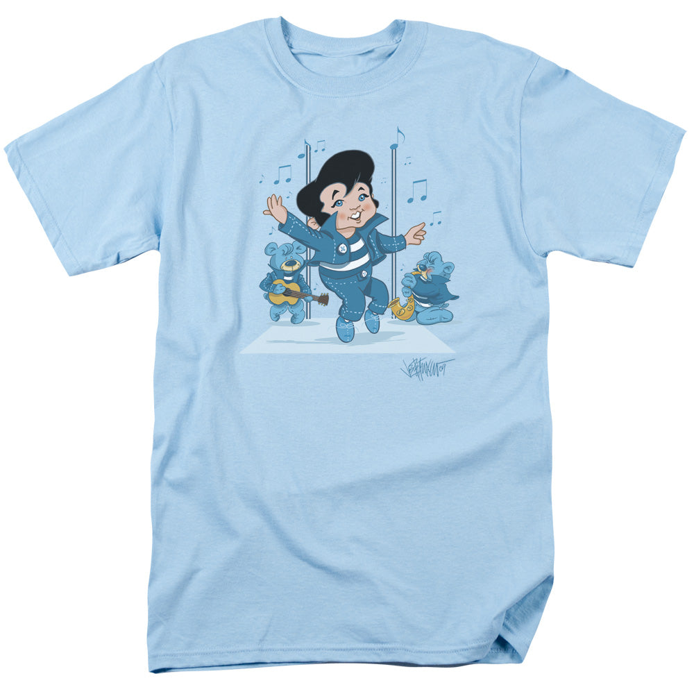 AN OFFCIALLY LICENSED ELVIS PRESLEY JAILHOUSE ROCKER MEN'S REGULAR FIT T-SHIRT LIGHT BLUE