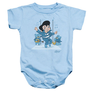 AN OFFCIALLY LICENSED ELVIS PRESLEY JAILHOUSE ROCKER BABY BODYSUIT LIGHT BLUE