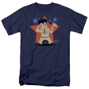 AN OFFCIALLY LICENSED ELVIS PRESLEY LIL G I MEN'S REGULAR FIT T-SHIRT NAVY