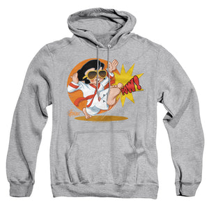 AN OFFCIALLY LICENSED ELVIS PRESLEY KARATE KING ADULT UNISEX PULLOVER HOODIE ATHLETIC HEATHER