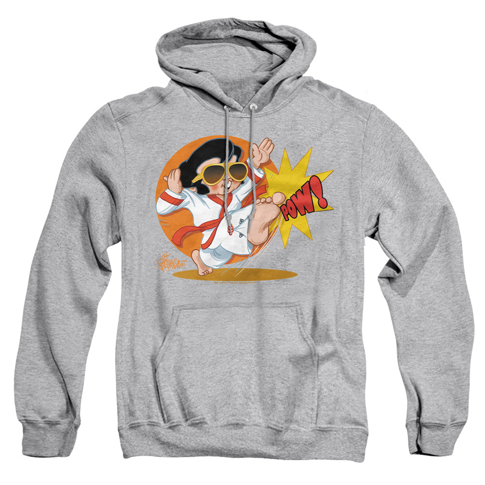 AN OFFCIALLY LICENSED ELVIS PRESLEY KARATE KING ADULT UNISEX PULLOVER HOODIE ATHLETIC HEATHER