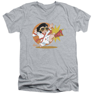 AN OFFCIALLY LICENSED ELVIS PRESLEY KARATE KING MEN'S V-NECK T-SHIRT ATHLETIC HEATHER