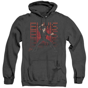 AN OFFCIALLY LICENSED ELVIS PRESLEY 69 ANIME ADULT UNISEX HEATHER PULLOVER HOODIE BLACK