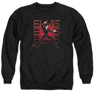 AN OFFCIALLY LICENSED ELVIS PRESLEY 69 ANIME ADULT UNISEX CREWNECK SWEATSHIRT BLACK
