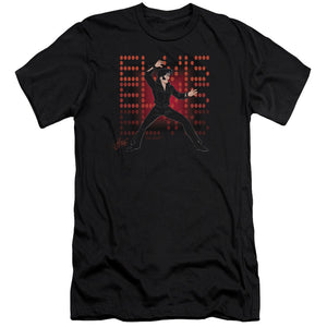 AN OFFCIALLY LICENSED ELVIS PRESLEY 69 ANIME MEN'S PREMIUM SLIM FIT T-SHIRT BLACK