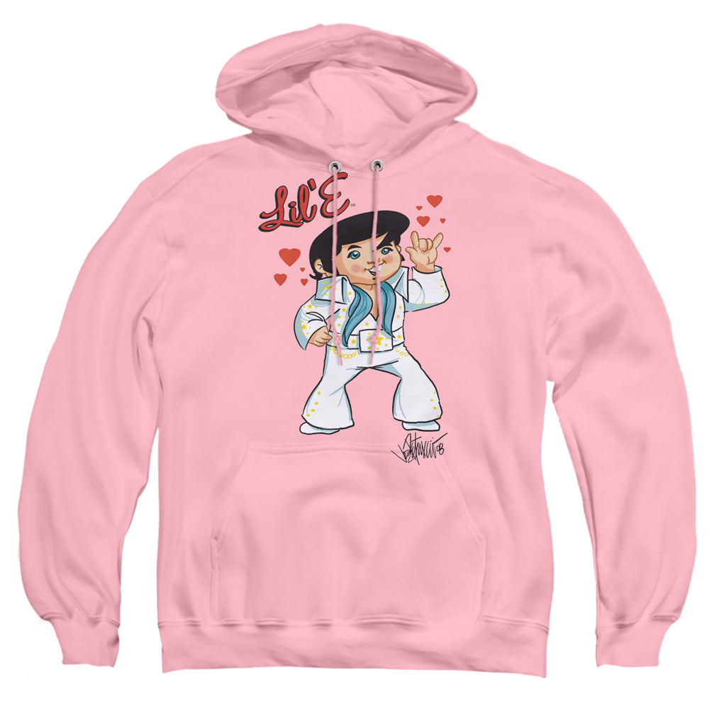 AN OFFCIALLY LICENSED ELVIS PRESLEY LIL E ADULT UNISEX PULLOVER HOODIE PINK