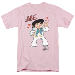 AN OFFCIALLY LICENSED ELVIS PRESLEY LIL E MEN'S REGULAR FIT T-SHIRT PINK