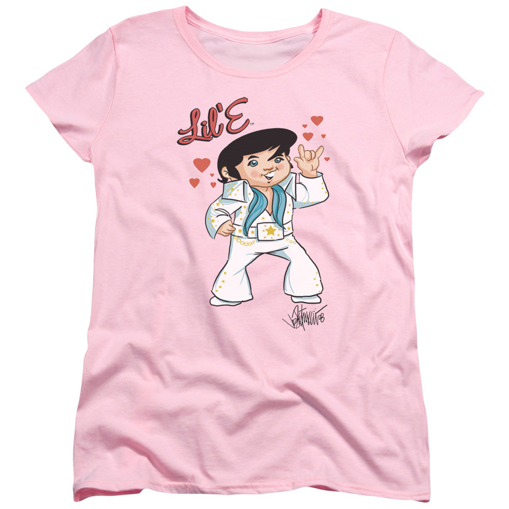 AN OFFCIALLY LICENSED ELVIS PRESLEY LIL E WOMEN'S REGULAR FIT T-SHIRT PINK