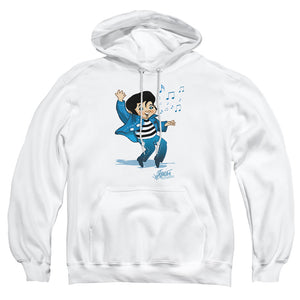 AN OFFCIALLY LICENSED ELVIS PRESLEY LIL JAILBIRD ADULT UNISEX PULLOVER HOODIE WHITE