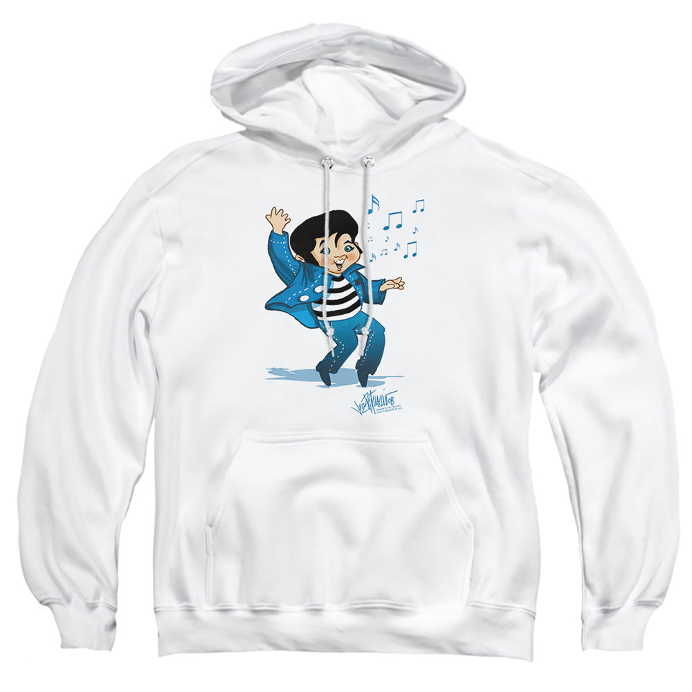 AN OFFCIALLY LICENSED ELVIS PRESLEY LIL JAILBIRD ADULT UNISEX PULLOVER HOODIE WHITE