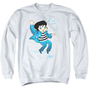 AN OFFCIALLY LICENSED ELVIS PRESLEY LIL JAILBIRD ADULT UNISEX CREWNECK SWEATSHIRT WHITE