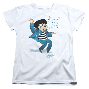 AN OFFCIALLY LICENSED ELVIS PRESLEY LIL JAILBIRD WOMEN'S REGULAR FIT T-SHIRT WHITE
