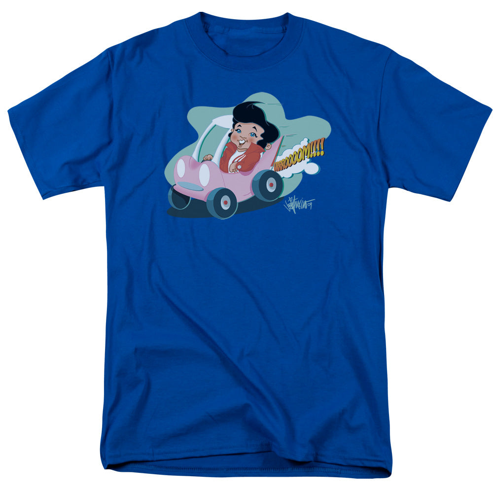 AN OFFCIALLY LICENSED ELVIS PRESLEY SPEEDWAY MEN'S REGULAR FIT T-SHIRT ROYAL