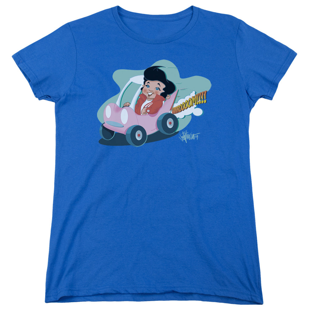 AN OFFCIALLY LICENSED ELVIS PRESLEY SPEEDWAY WOMEN'S REGULAR FIT T-SHIRT ROYAL