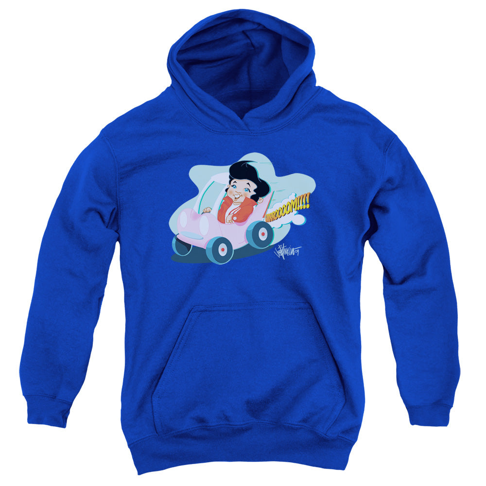 AN OFFCIALLY LICENSED ELVIS PRESLEY SPEEDWAY YOUTH HOODIE ROYAL