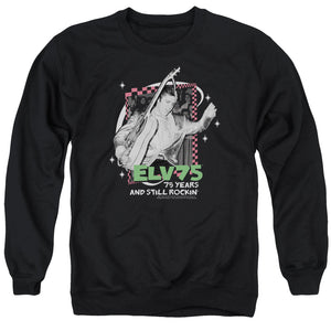 AN OFFCIALLY LICENSED ELVIS PRESLEY STILL ROCKIN ADULT UNISEX CREWNECK SWEATSHIRT BLACK