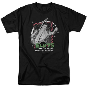 AN OFFCIALLY LICENSED ELVIS PRESLEY STILL ROCKIN MEN'S REGULAR FIT T-SHIRT BLACK