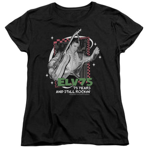 AN OFFCIALLY LICENSED ELVIS PRESLEY STILL ROCKIN WOMEN'S REGULAR FIT T-SHIRT BLACK