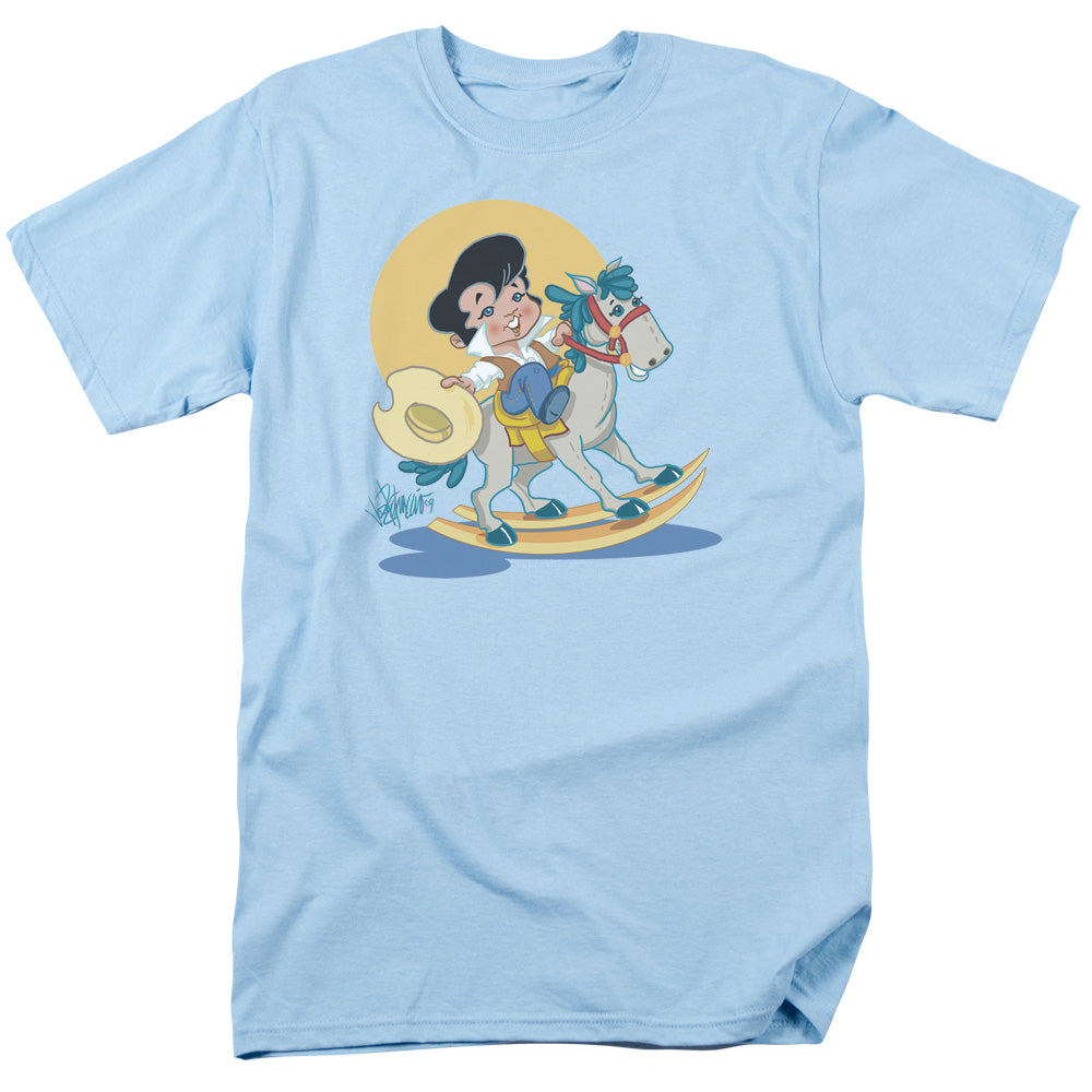 AN OFFCIALLY LICENSED ELVIS PRESLEY YIP E MEN'S REGULAR FIT T-SHIRT LIGHT BLUE