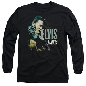 AN OFFCIALLY LICENSED ELVIS PRESLEY ALWAYS THE ORIGINAL MEN'S LONG SLEEVE T-SHIRT BLACK