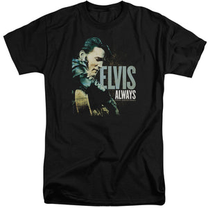 AN OFFCIALLY LICENSED ELVIS PRESLEY ALWAYS THE ORIGINAL MEN'S TALL FIT T-SHIRT BLACK