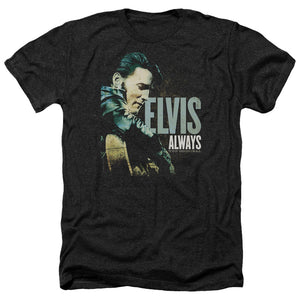 AN OFFCIALLY LICENSED ELVIS PRESLEY ALWAYS THE ORIGINAL MEN'S HEATHER T-SHIRT CHARCOAL