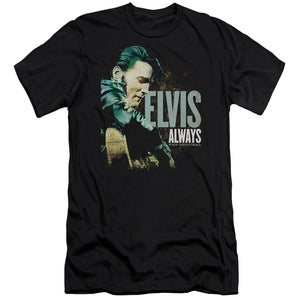 AN OFFCIALLY LICENSED ELVIS PRESLEY ALWAYS THE ORIGINAL MEN'S PREMIUM SLIM FIT T-SHIRT BLACK