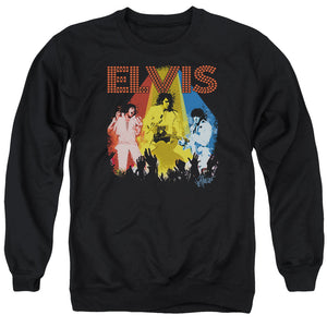 AN OFFCIALLY LICENSED ELVIS PRESLEY VEGAS REMEMBERED ADULT UNISEX CREWNECK SWEATSHIRT BLACK