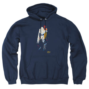 AN OFFCIALLY LICENSED ELVIS PRESLEY YELLOW SCARF ADULT UNISEX PULLOVER HOODIE NAVY
