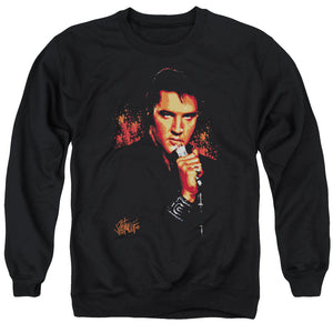 AN OFFCIALLY LICENSED ELVIS PRESLEY TROUBLE ADULT UNISEX CREWNECK SWEATSHIRT BLACK