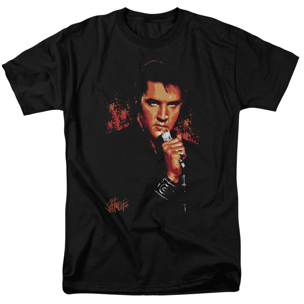 AN OFFCIALLY LICENSED ELVIS PRESLEY TROUBLE MEN'S REGULAR FIT T-SHIRT BLACK