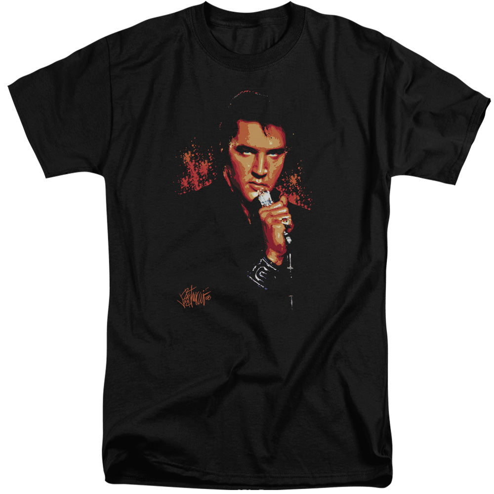 AN OFFCIALLY LICENSED ELVIS PRESLEY TROUBLE MEN'S TALL FIT T-SHIRT BLACK