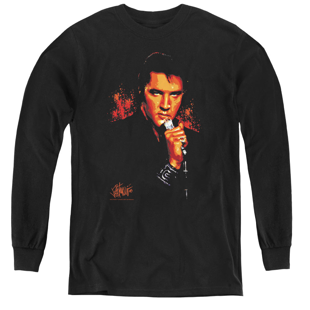 AN OFFCIALLY LICENSED ELVIS PRESLEY TROUBLE YOUTH LONG SLEEVE T-SHIRT BLACK