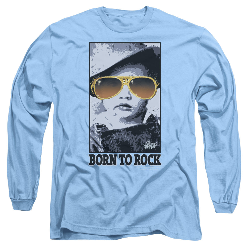 AN OFFCIALLY LICENSED ELVIS PRESLEY BORN TO ROCK MEN'S LONG SLEEVE T-SHIRT CAROLINA BLUE