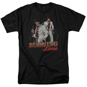 AN OFFCIALLY LICENSED ELVIS PRESLEY BURNING LOVE MEN'S REGULAR FIT T-SHIRT BLACK