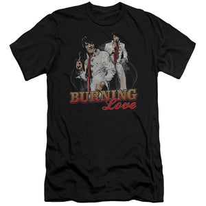 AN OFFCIALLY LICENSED ELVIS PRESLEY BURNING LOVE MEN'S PREMIUM SLIM FIT T-SHIRT BLACK