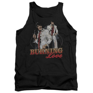 AN OFFCIALLY LICENSED ELVIS PRESLEY BURNING LOVE ADULT UNISEX TANK TOP BLACK