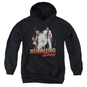 AN OFFCIALLY LICENSED ELVIS PRESLEY BURNING LOVE YOUTH HOODIE BLACK