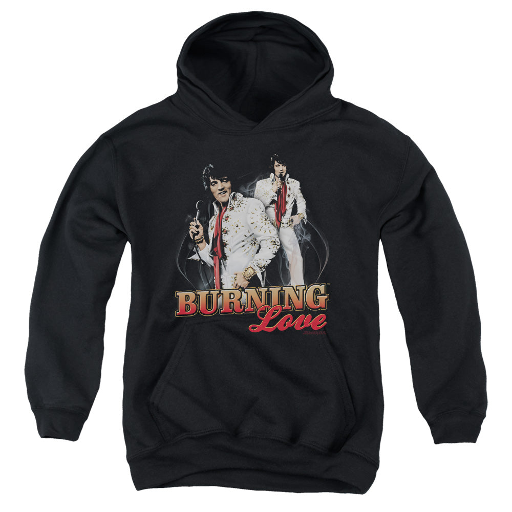 AN OFFCIALLY LICENSED ELVIS PRESLEY BURNING LOVE YOUTH HOODIE BLACK