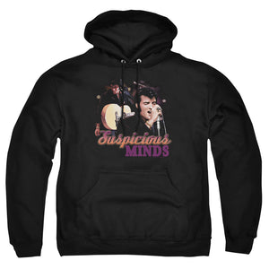 AN OFFCIALLY LICENSED ELVIS PRESLEY SUSPICIOUS MINDS ADULT UNISEX PULLOVER HOODIE BLACK