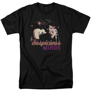 AN OFFCIALLY LICENSED ELVIS PRESLEY SUSPICIOUS MINDS MEN'S REGULAR FIT T-SHIRT BLACK